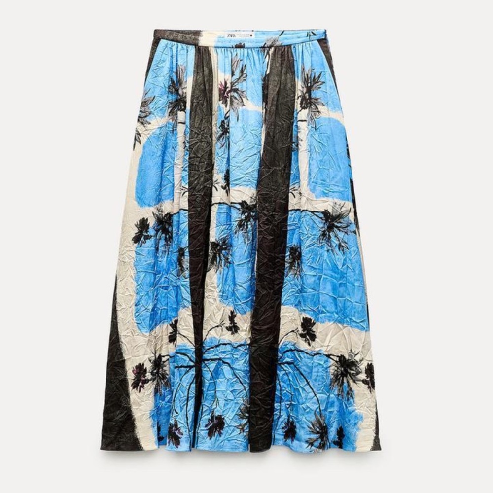 NWT Zara Woman WRINKLED MIDI SKIRT ZW COLLECTION Size M Medium